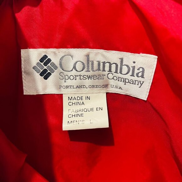 Vintage Colombia Pullover Anorak Jacket Coat  Men’s L Red Blue Kangaroo Pocket - Picture 7 of 16